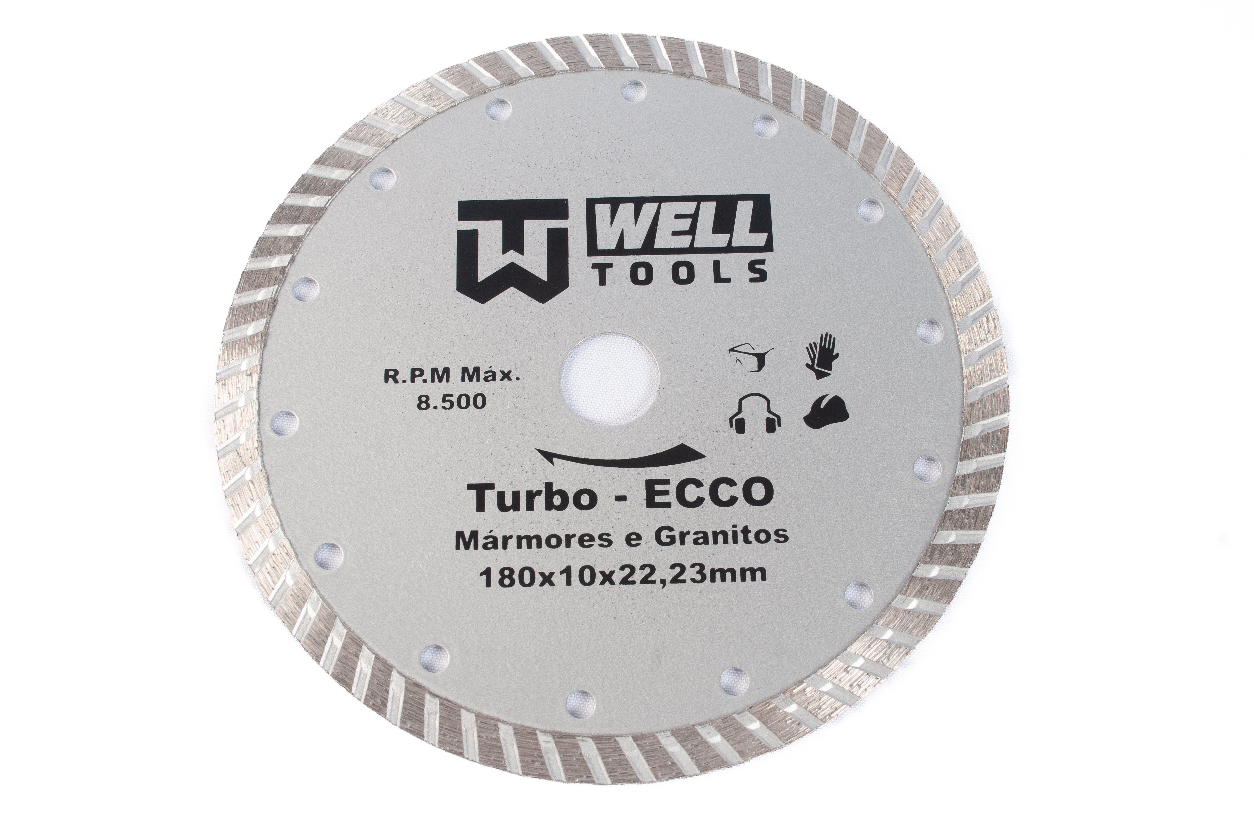 DISCO DE CORTE DIAMANTADO TURBO 180X10X22,23mm LINHA ECCO PARA MÁRMORE E GRANITO